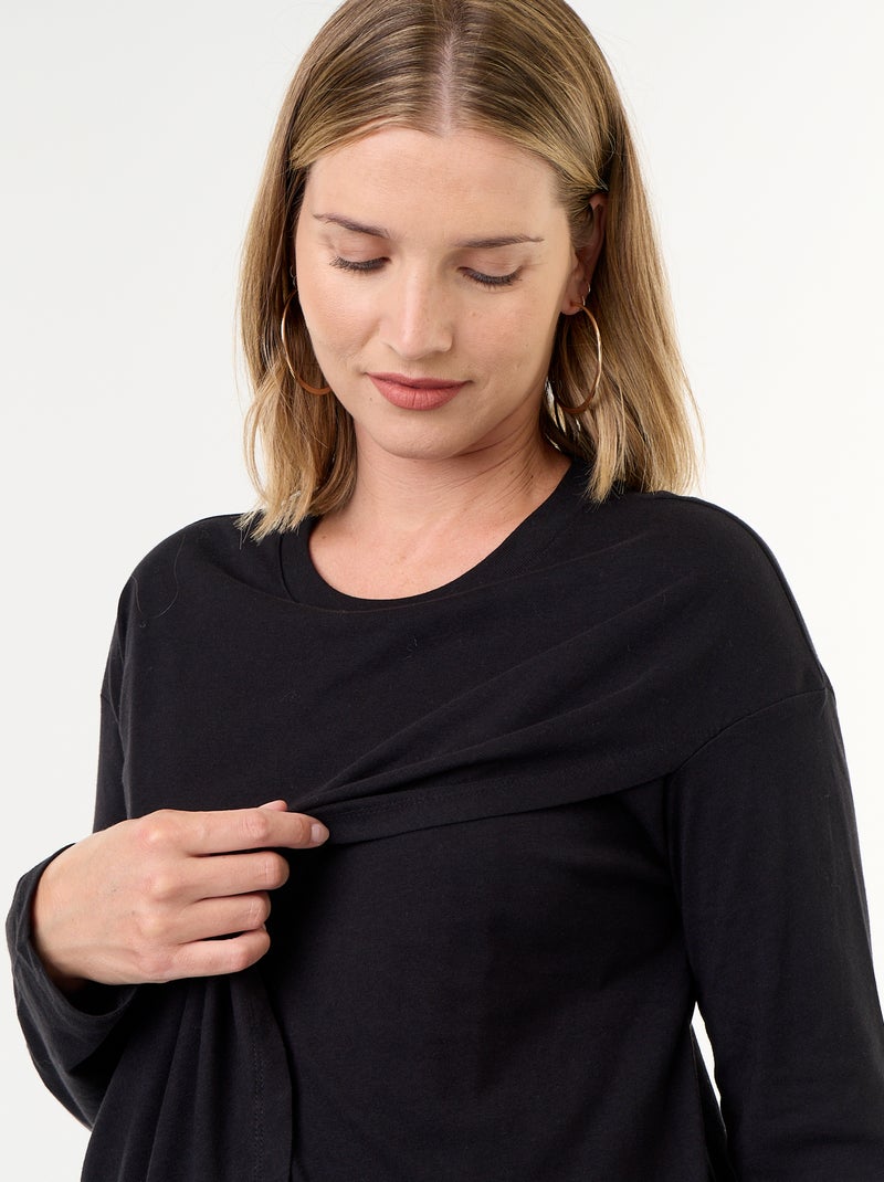 Wrap-front Nursing T-shirt Black - Kiabi