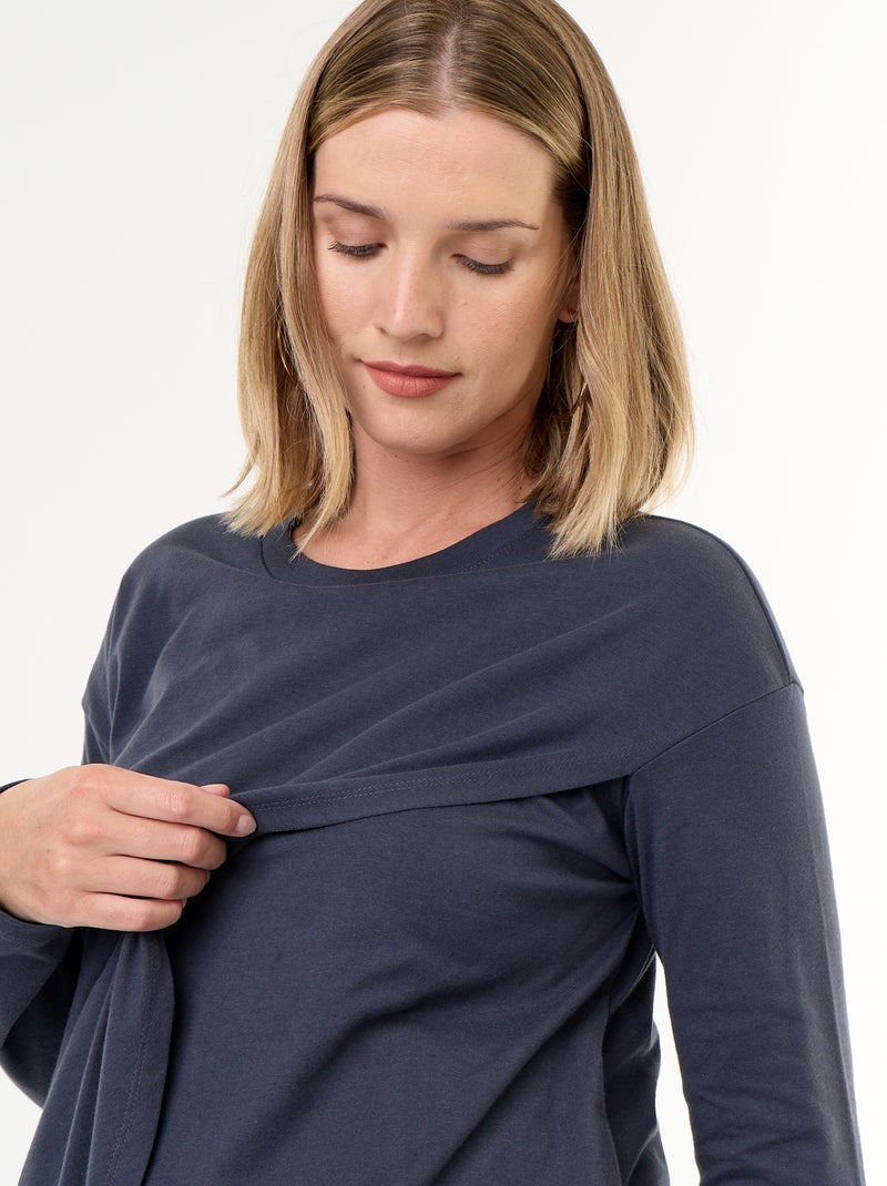 Wrap-front Nursing T-shirt Blue - Kiabi