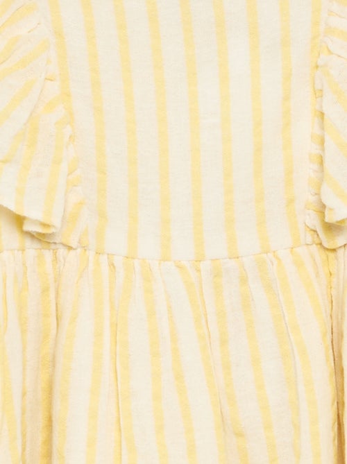 Yellow Striped Dress with Ruffled Sleeves - Kiabi