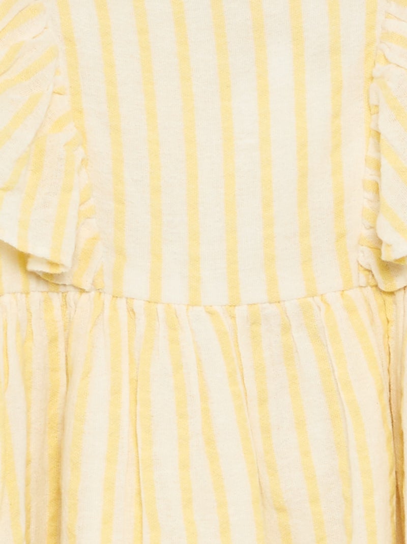 Yellow Striped Dress with Ruffled Sleeves Yellow - Kiabi