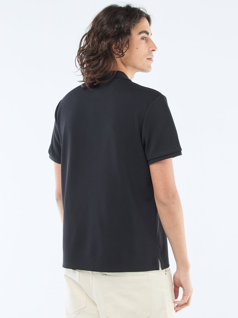 Zip-Neck Polo Shirt Black - Kiabi