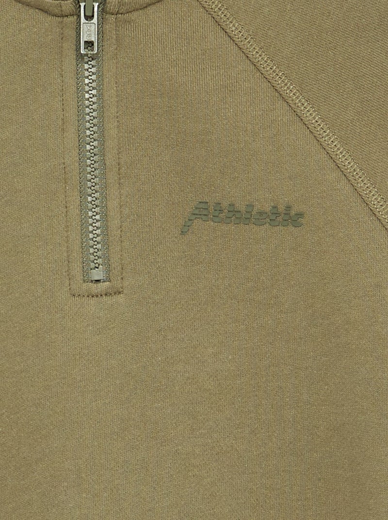Zip-Neck Sweatshirt Khaki - Kiabi