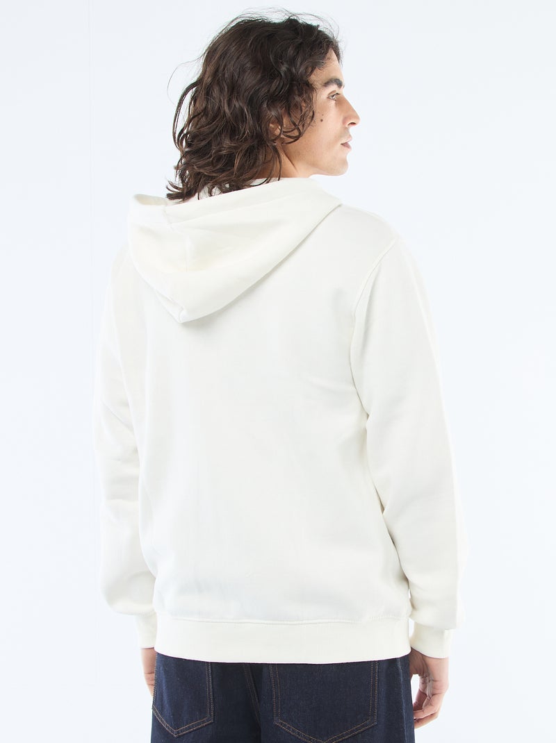 Zip-Up Fleece Hoodie White - Kiabi