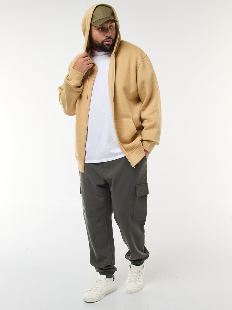 Zip-up hooded sweatshirt Beige - Kiabi
