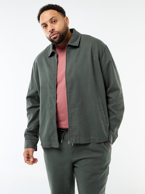 Zip-Up Jacket with Shirt Collar - Kiabi
