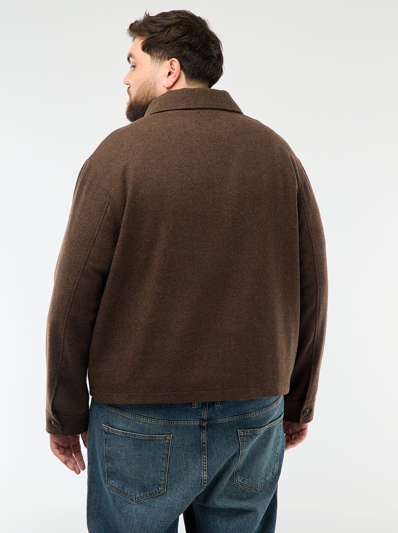 Zip-Up Overshirt with Flap Pockets Brown - Kiabi