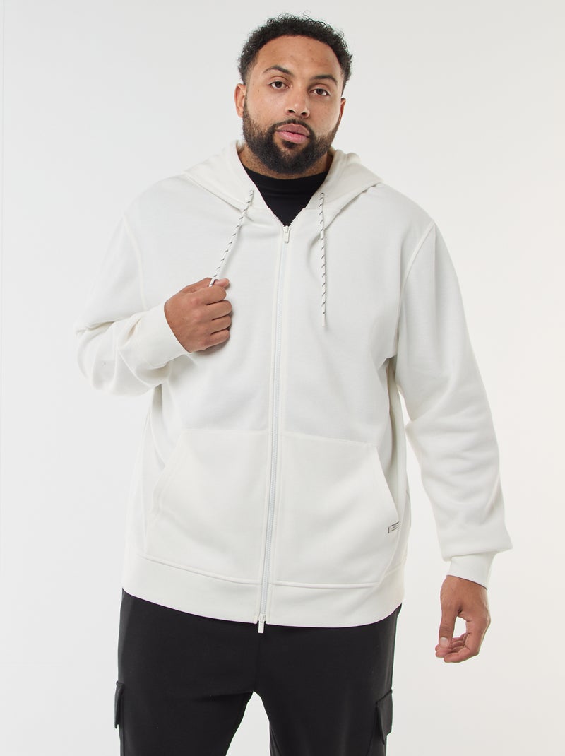 Zip-up piqué knit hoodie White - Kiabi