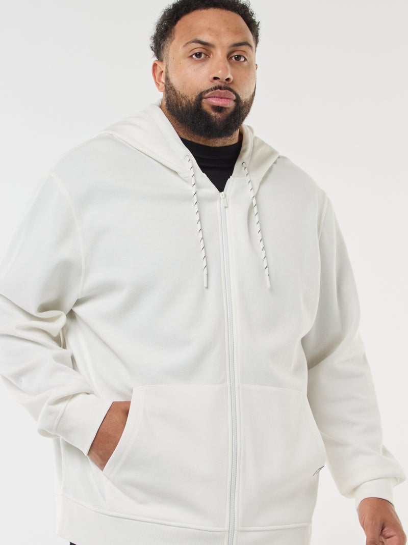 Zip-up piqué knit hoodie White - Kiabi