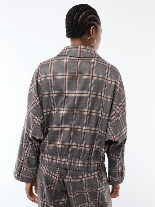 Zipped Checkered Jacket with Patch Pocket - Kiabi