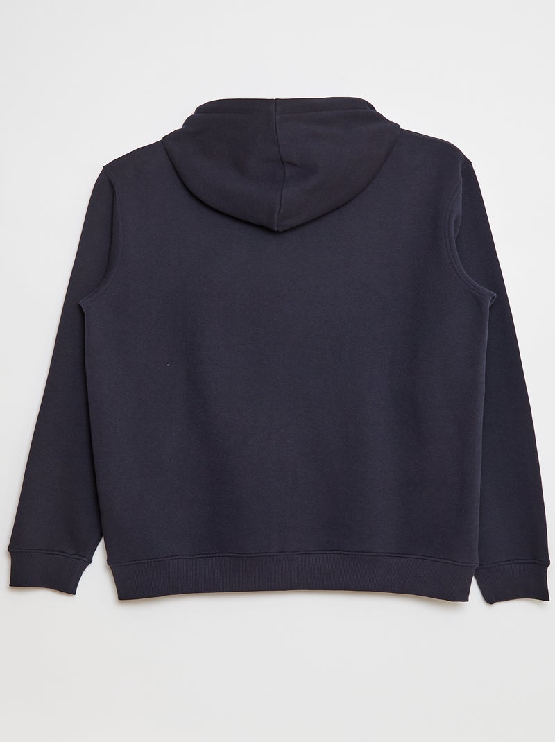 Zipped Fleece Hoodie Black - Kiabi