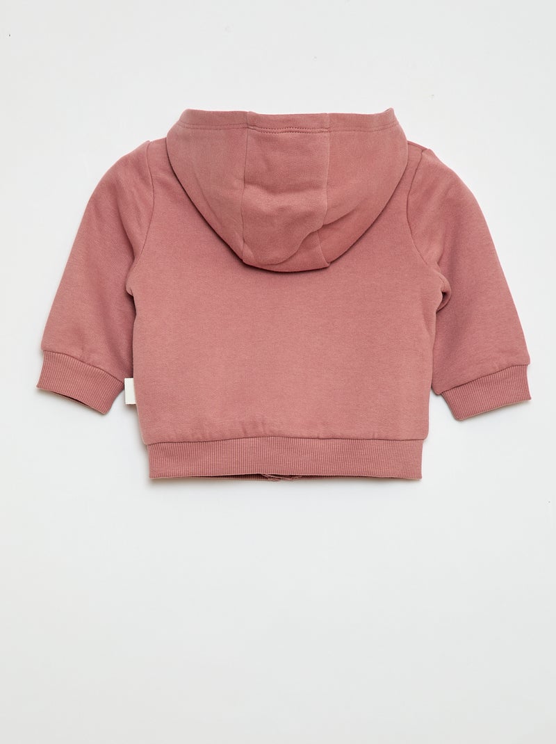 Zipped Fleece Hoodie Pink - Kiabi