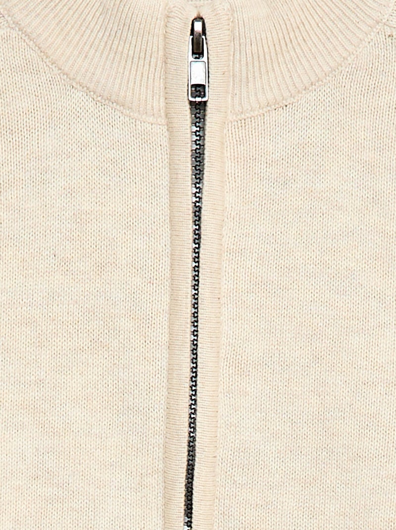 Zipped high-neck cardigan Beige - Kiabi