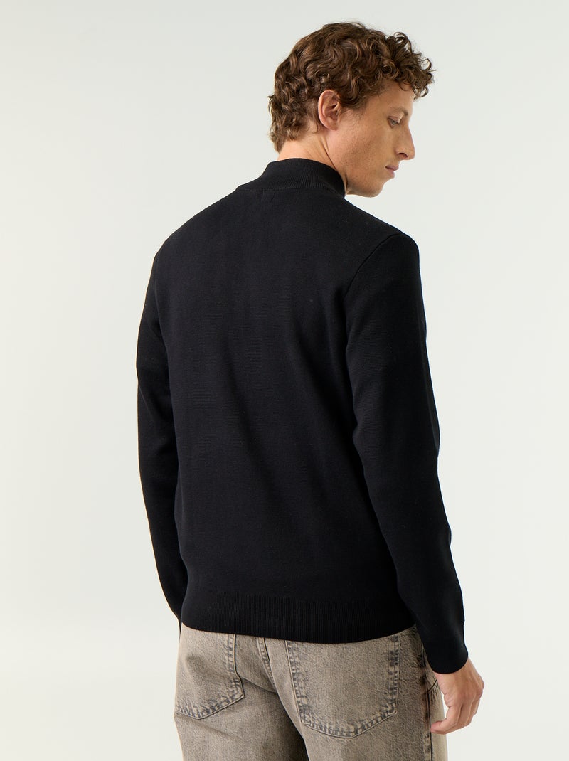 Zipped High-Neck Cardigan Black - Kiabi