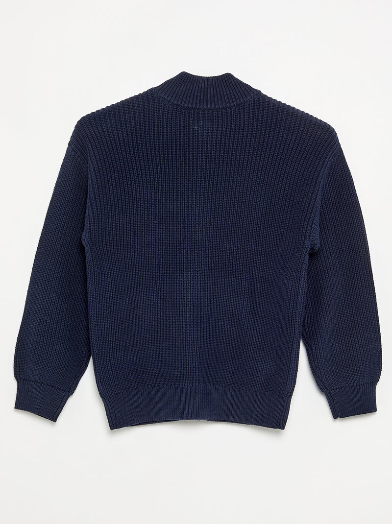 Zipped High-Neck Cardigan Blue - Kiabi