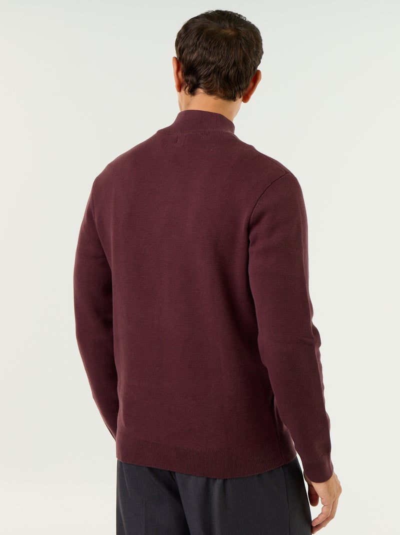 Zipped High-Neck Sweater Purple - Kiabi