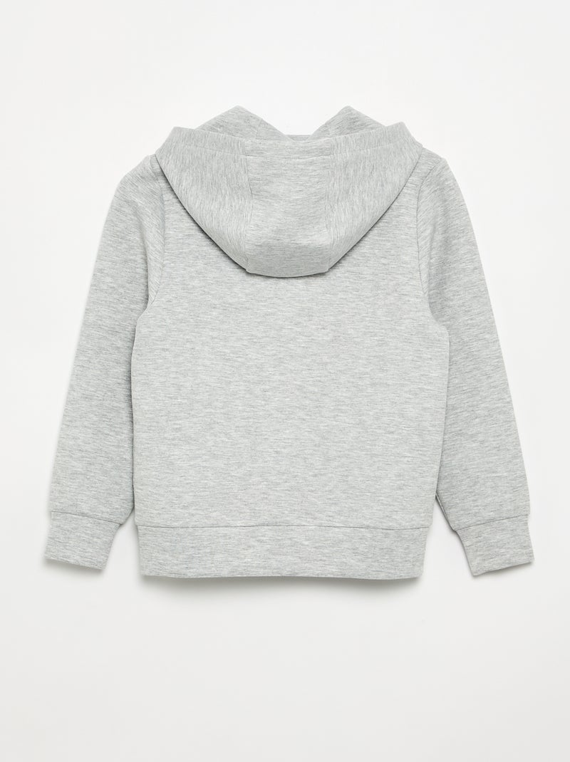 Zipped Hooded Sweatshirt with 2 Zip Pockets Grey - Kiabi