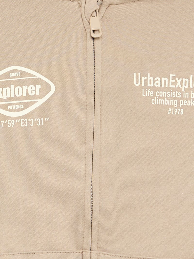 Zipped Hoodie Beige - Kiabi