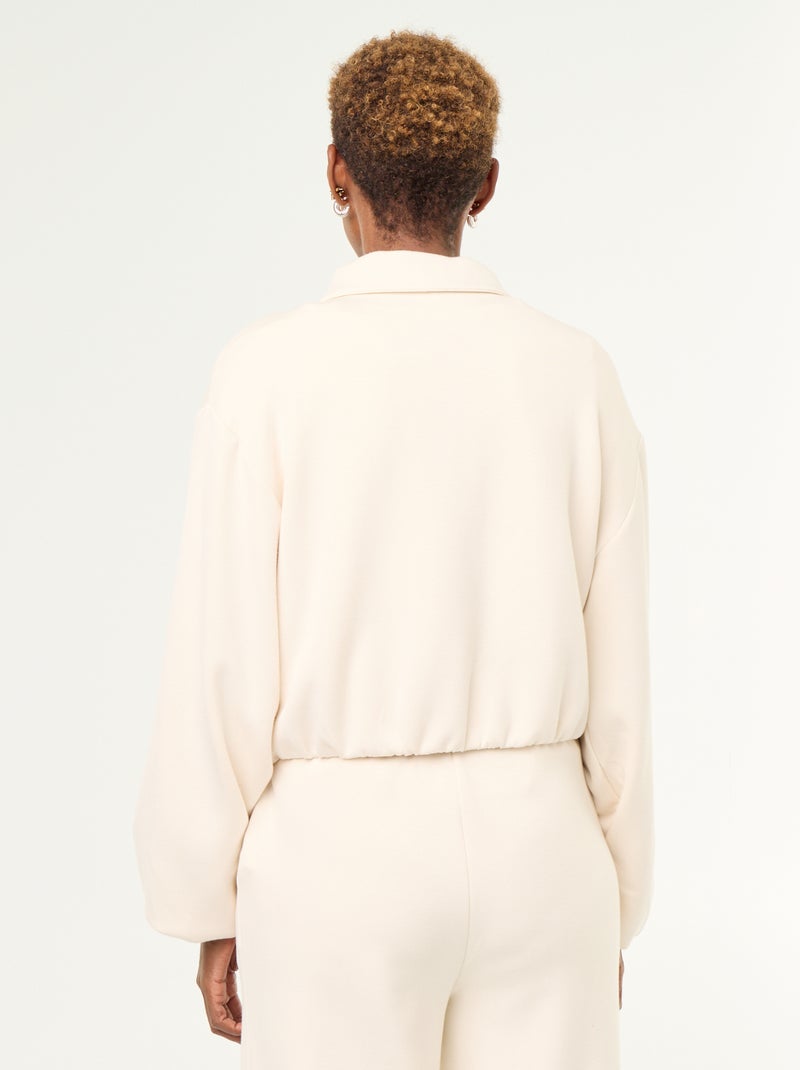 Zipper-Sweatshirt mit Hemdkragen Beige - Kiabi