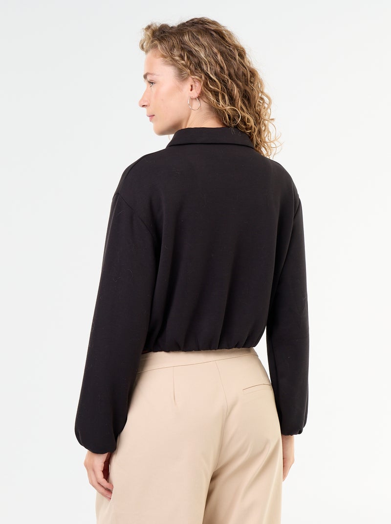 Zipper-Sweatshirt mit Hemdkragen Schwarz - Kiabi