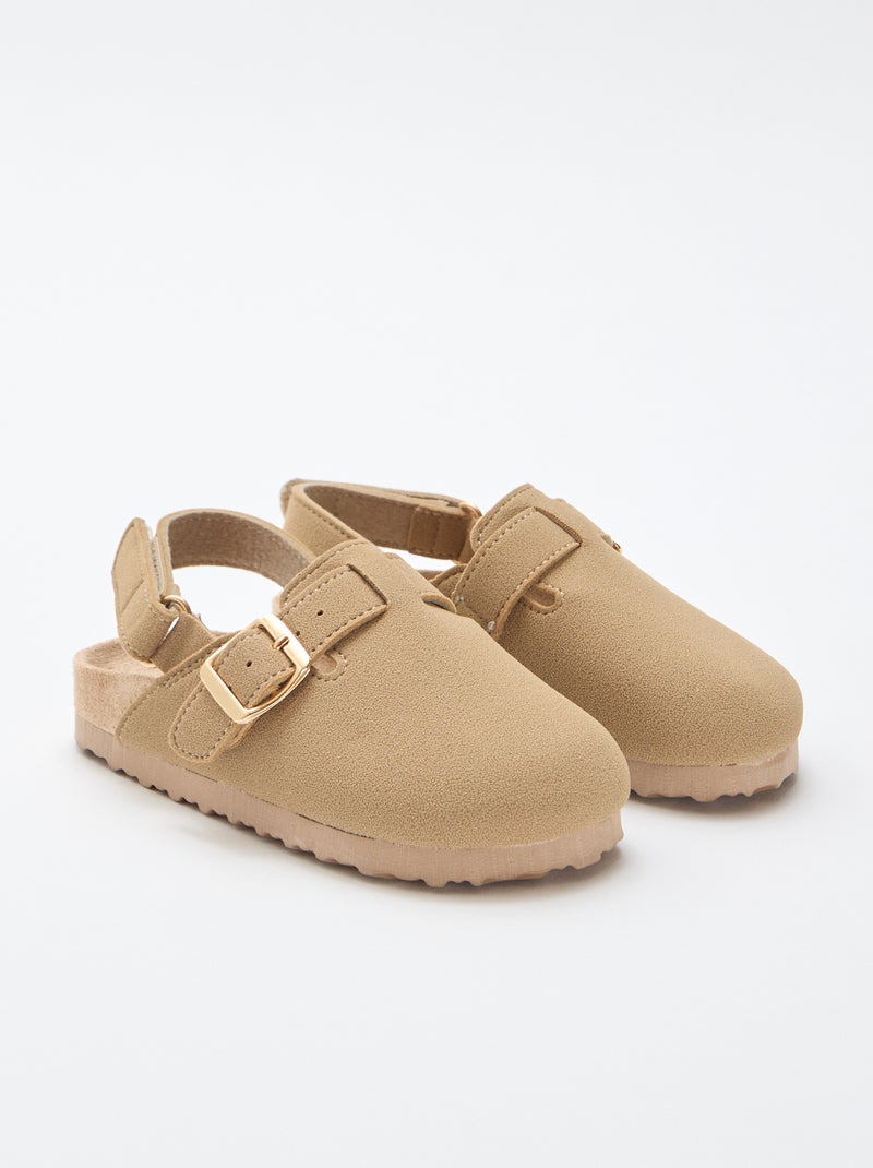 Zoccoli in simil suede con velcro Beige - Kiabi