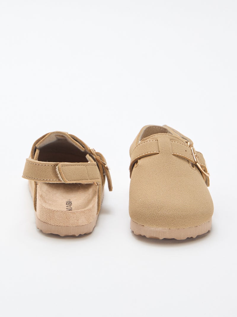 Zoccoli in simil suede con velcro Beige - Kiabi