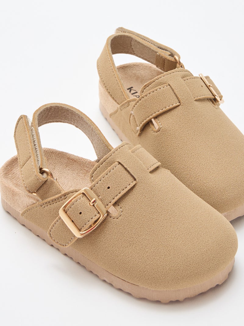 Zoccoli in simil suede con velcro Beige - Kiabi