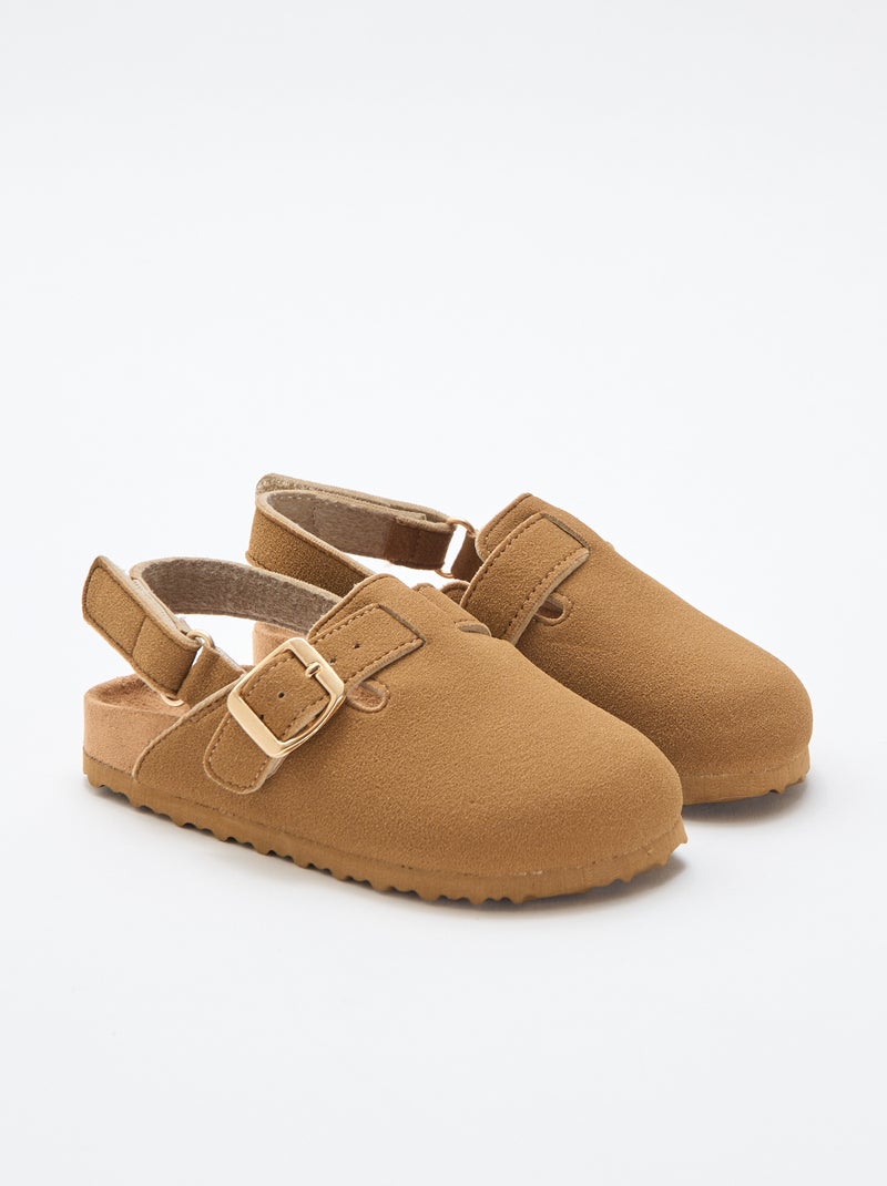 Zoccoli in simil suede con velcro Marrone - Kiabi