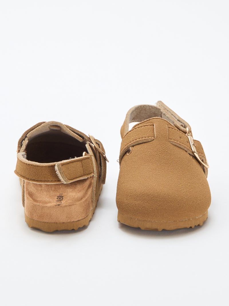 Zoccoli in simil suede con velcro Marrone - Kiabi