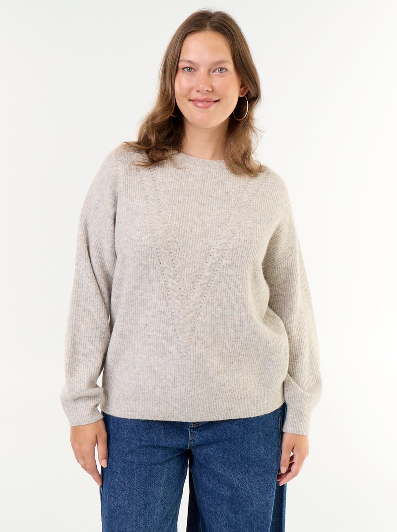 Zopfstrickpullover Beige - Kiabi