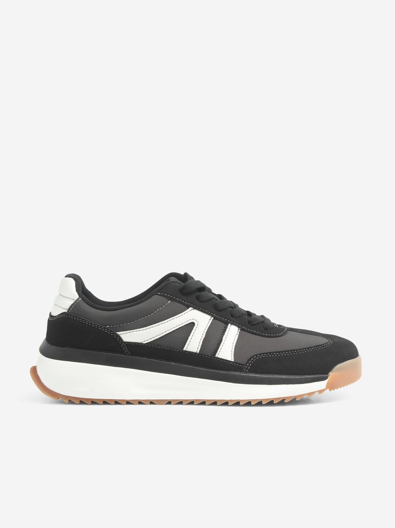 Zweifarbige Low-Top-Sneaker im Materialmix Grau - Kiabi