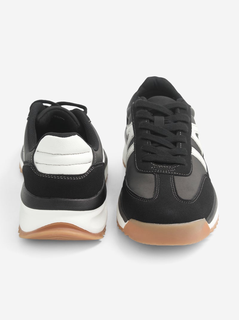 Zweifarbige Low-Top-Sneaker im Materialmix Grau - Kiabi