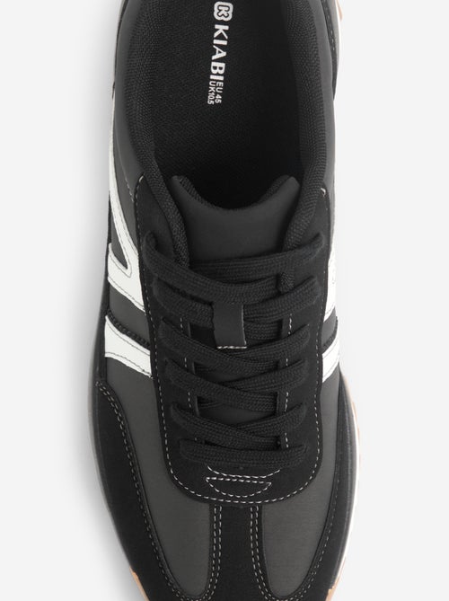 Zweifarbige Low-Top-Sneaker im Materialmix - Kiabi