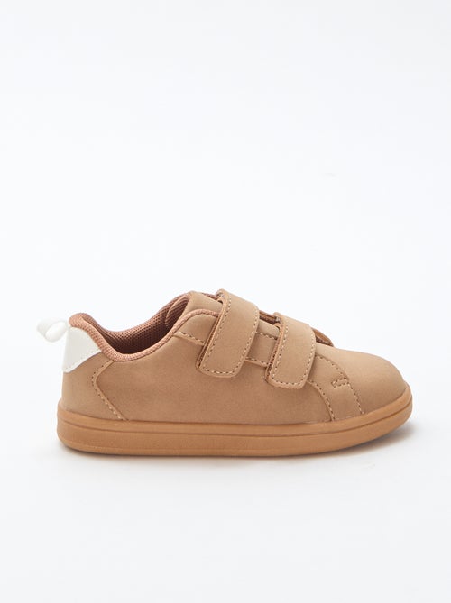 Zweifarbige Low-Top-Sneakers aus Wildlederimitat mit Klettverschluss - Kiabi