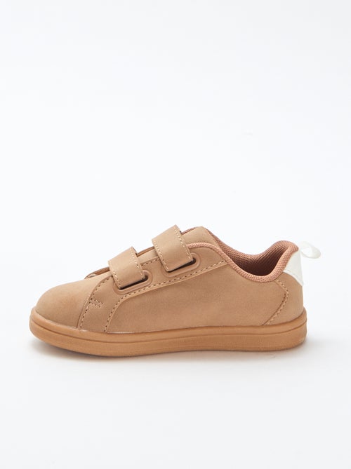 Zweifarbige Low-Top-Sneakers aus Wildlederimitat mit Klettverschluss - Kiabi