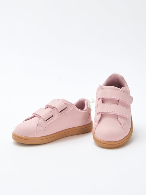 Zweifarbige Low-Top-Sneakers aus Wildlederimitat mit Klettverschluss - Kiabi