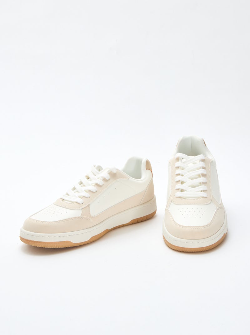 Zweifarbige Sneakers mit goldenen Details Beige - Kiabi