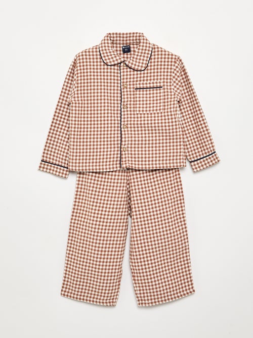 Zweiteiliger Flanell-Pyjama: Geknöpftes Oberteil und Hose - Kiabi